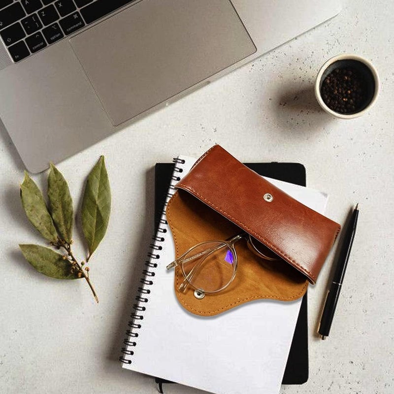 LogHog Portable Leather Glasses Case,Flexible Sunglasses Pouch Slim Case for Women Men Horizontal Eyeglass Case - Image 4